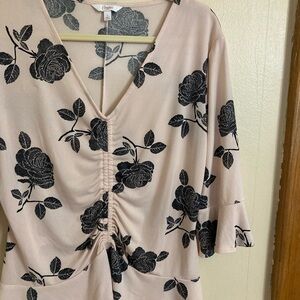 Candie's Pink and Black Floral Top